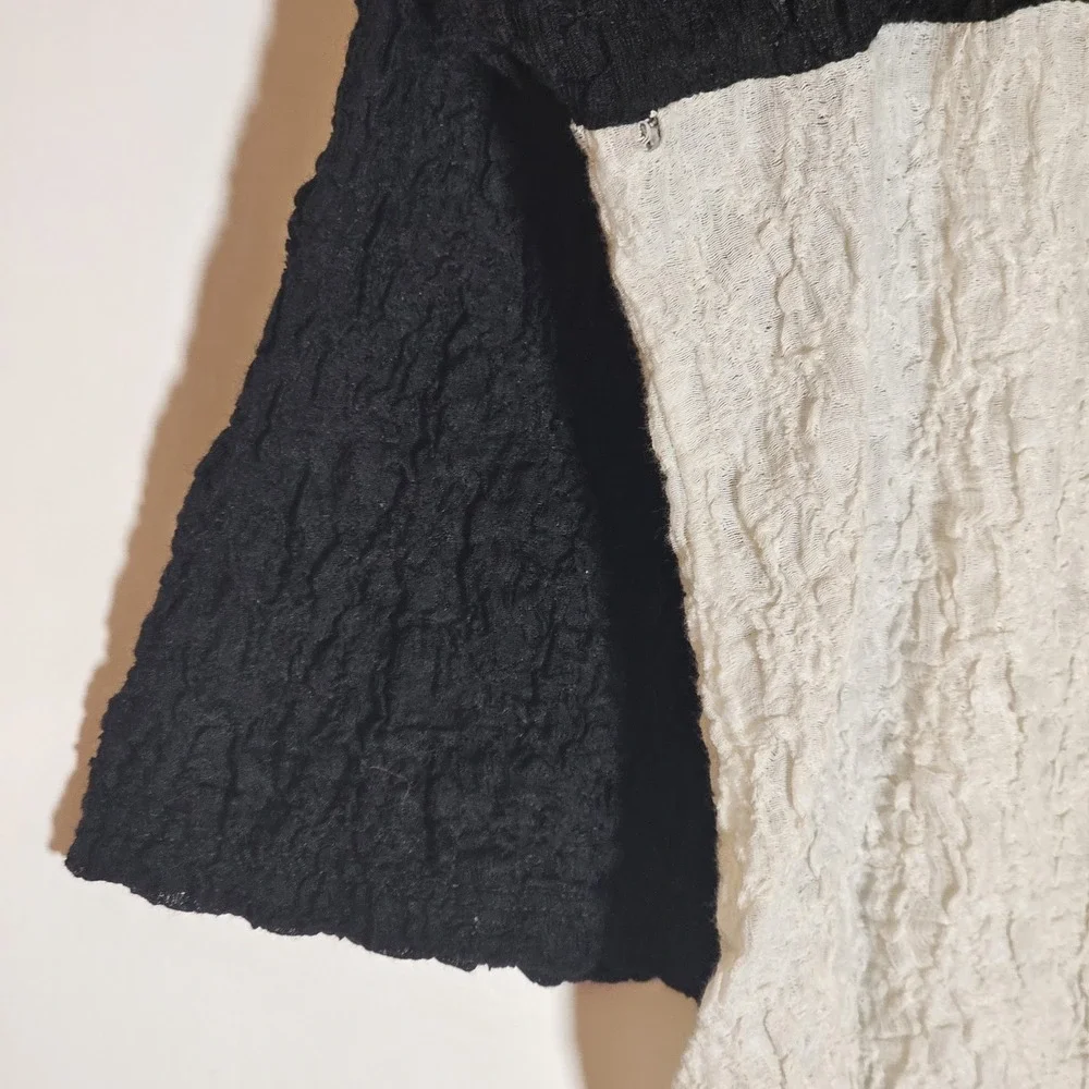 IC by Connie K Top Womens 2X Black White Guaze Art to Wear Blouse Lagenlook Boxy - Picture 11 of 15